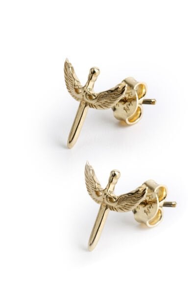 Altın Mikail'in Kılıcı Figürlü Kanatlı Küpe