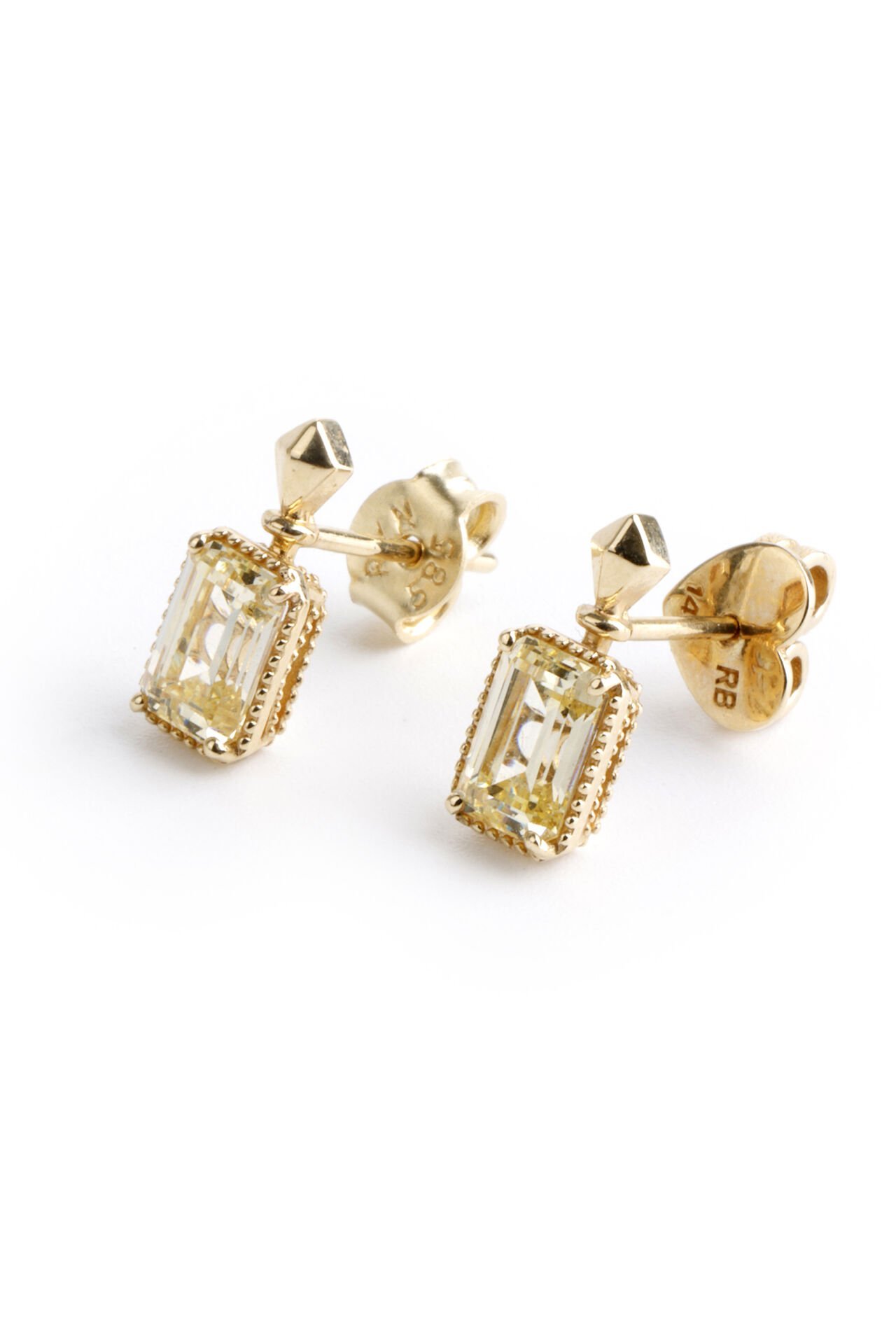 Altın Baget Kesim Taşlı Küpe