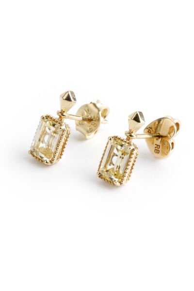 Altın Baget Kesim Taşlı Küpe