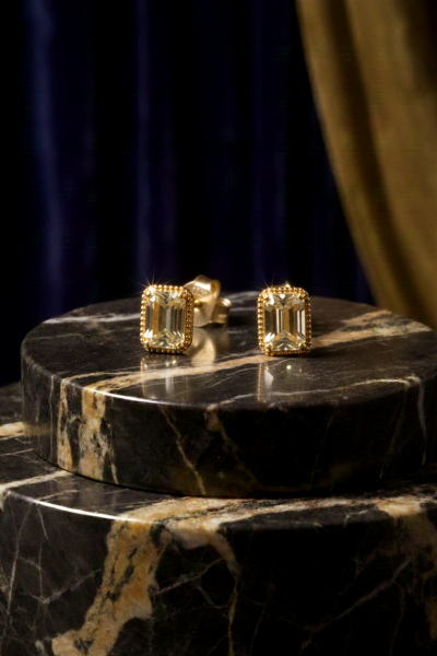 Altın Baget Kesim Taşlı Küpe