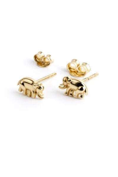 Altın Minimalist Fil Figürlü Saplama Küpe