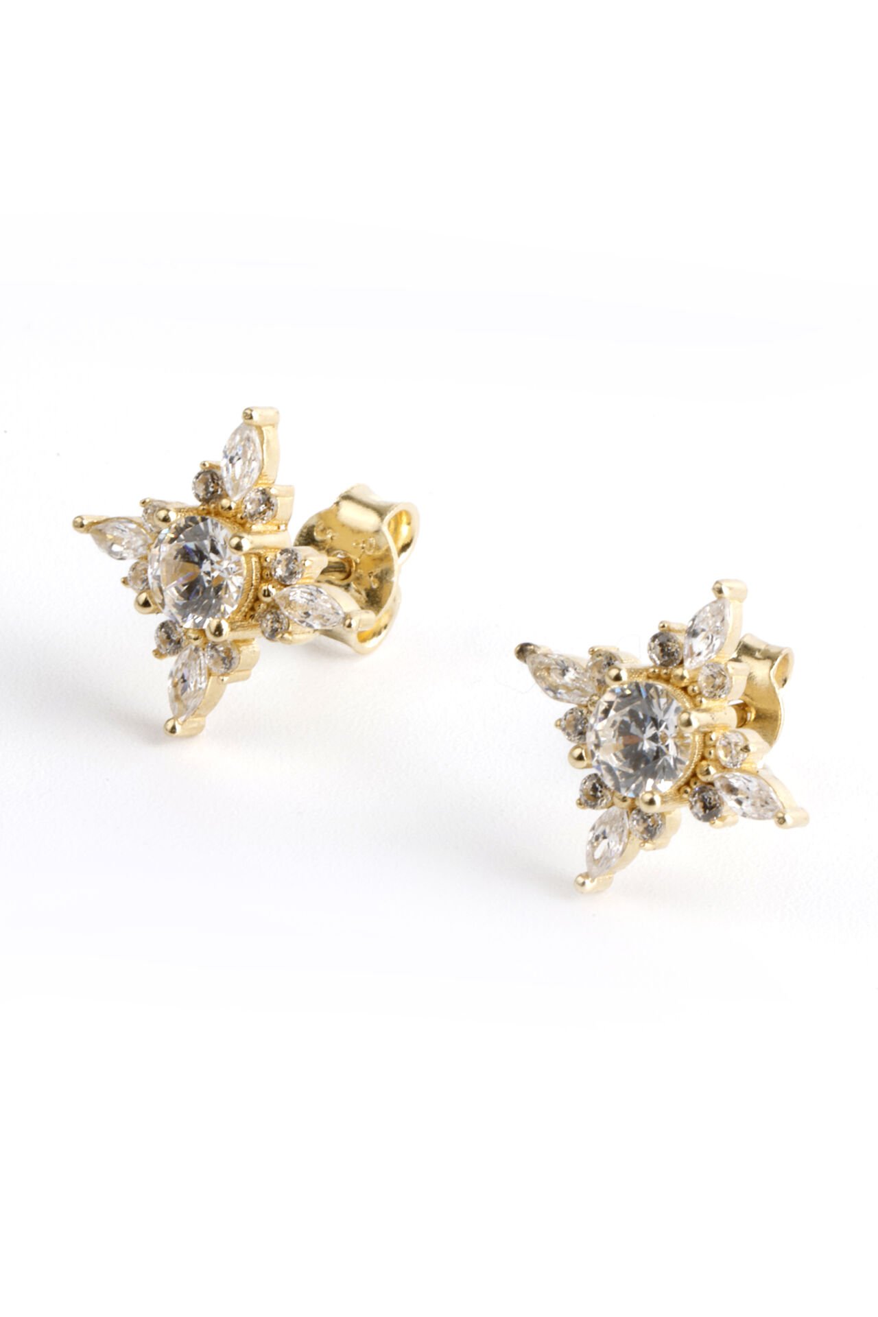 Altın Markiz Taşlı Kutup Yıldızı Saplama Küpe