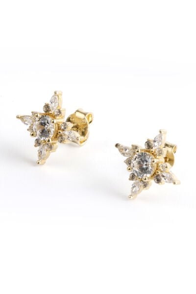 Altın Markiz Taşlı Kutup Yıldızı Saplama Küpe