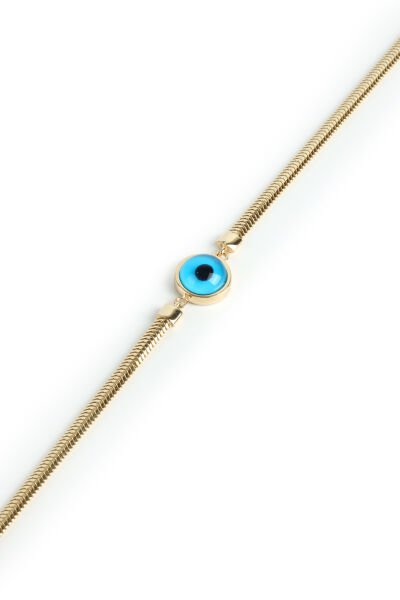 Altın Nazar Boncuklu İtalyan Ezme Zincir Bileklik