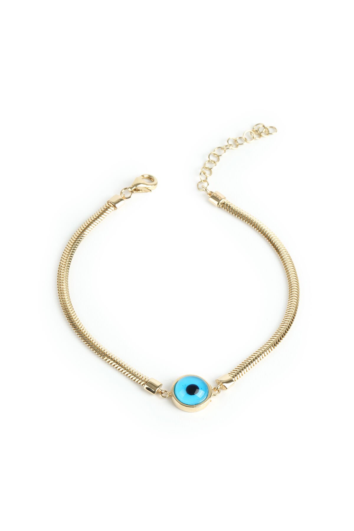 Altın Nazar Boncuklu İtalyan Ezme Zincir Bileklik