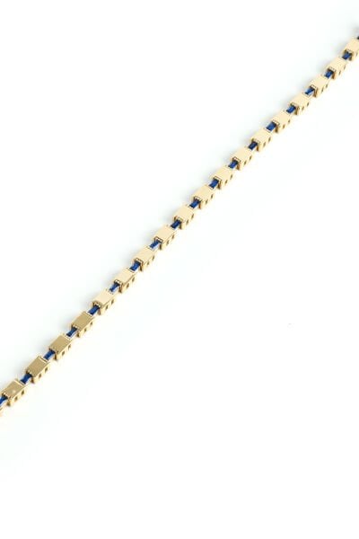 Altın Safir Mavisi Baget Taşlı Modern Geometrik Bileklik