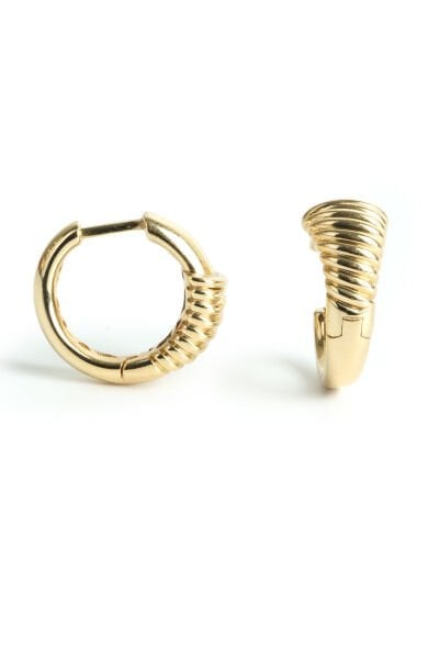 Altın Burgu Desenli Sarmal Halka Küpe