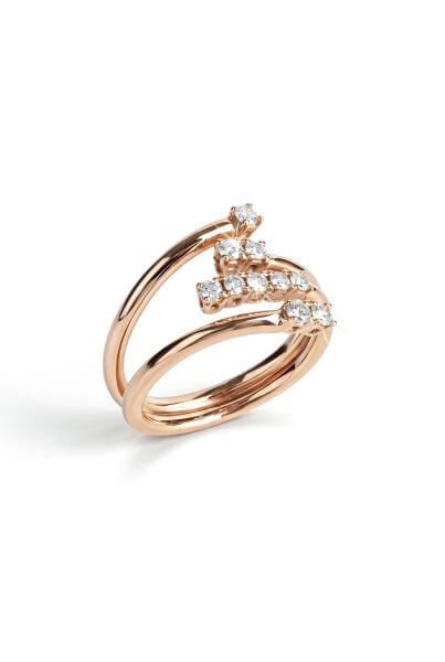 0.35 Karat Rose Altın Sarmal Pırlanta Yüzük