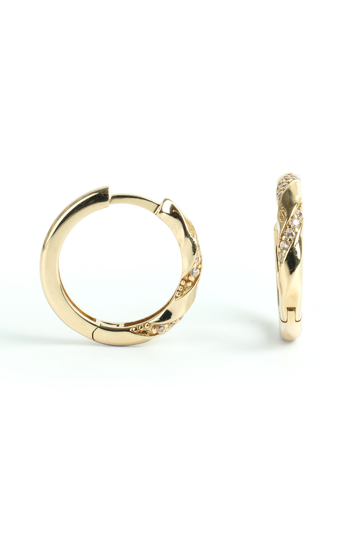 Altın Helisel Sarmal Taşlı Halka Küpe