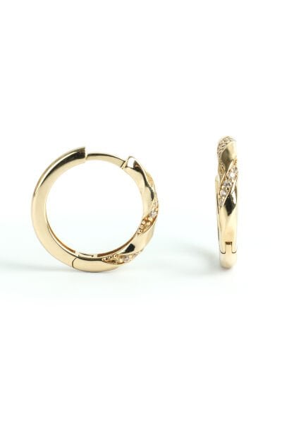 Altın Helisel Sarmal Taşlı Halka Küpe